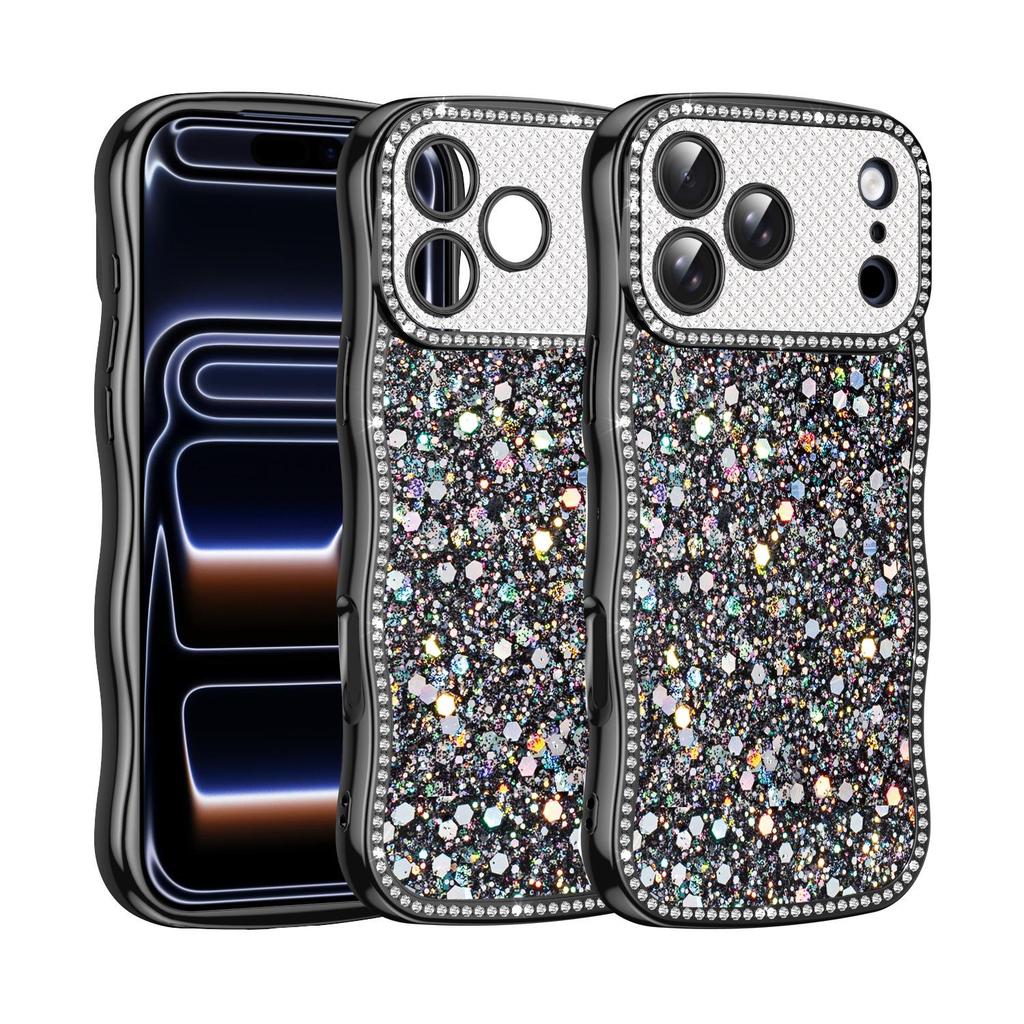 Diamond Glitter Electroplated Phone Case for Apple 17 Pro Max, 16 Pro, Wave 15, Magnetic Custom