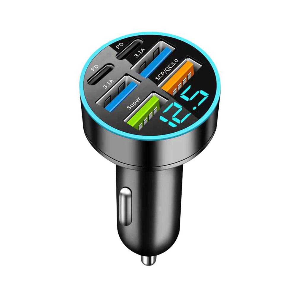 Nové auto s digitálním displejem a 4usb nabíječkou do auta 66w s rychlým nabíjením Adaptér mobilního telefonu do auta PD Nabíjecí hlava pro mobilní telefon
