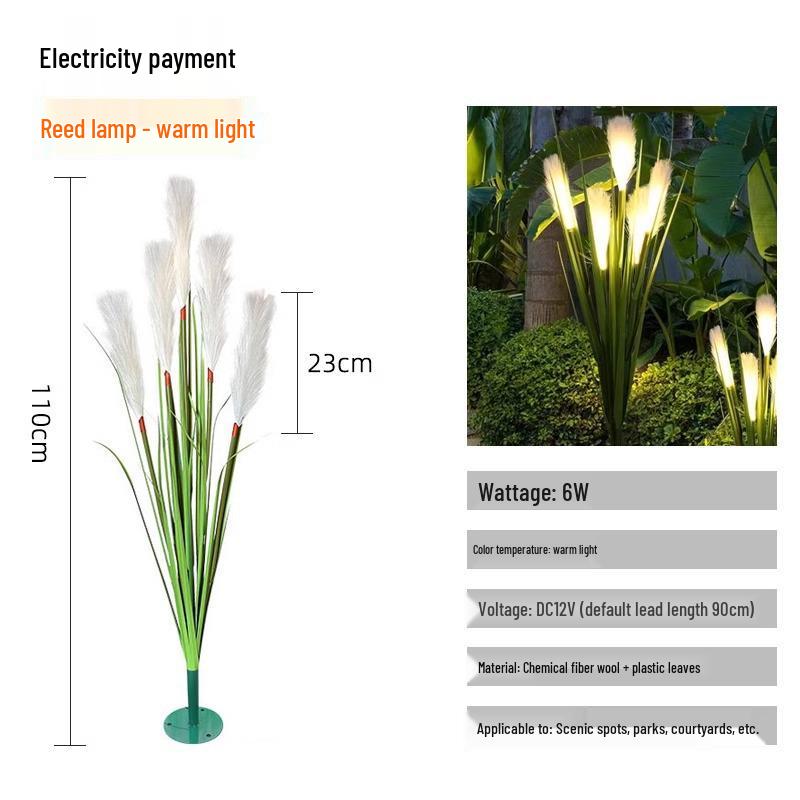 Solar LED Fiber Optic Reed Lamp for Outdoor Landscaping