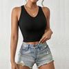 Black Sleeveless Halter Top Women's Summer Back Bow Strap Sexy Slim Vest Big Halter Top