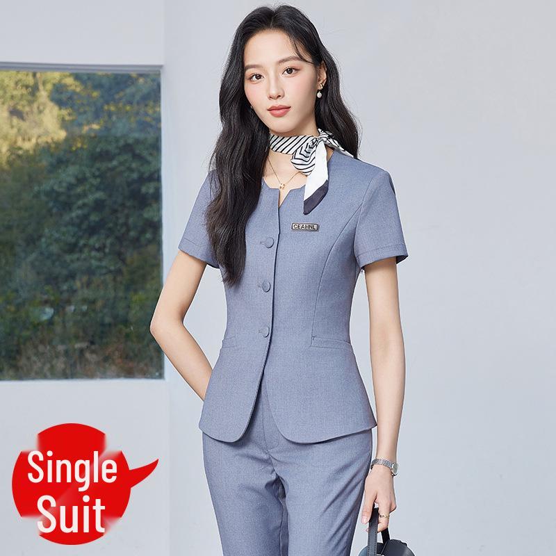 Women s Elegant Summer Professional Suit Set for Hotel Receptionists & Flight Attendants L