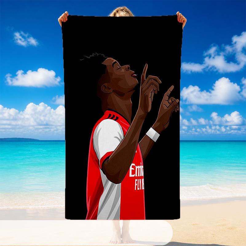 Quick Dry Beach Towel Bukayo Saka Pattern, Lightweight Absorbent Towel for Pool Beach Vacation Use