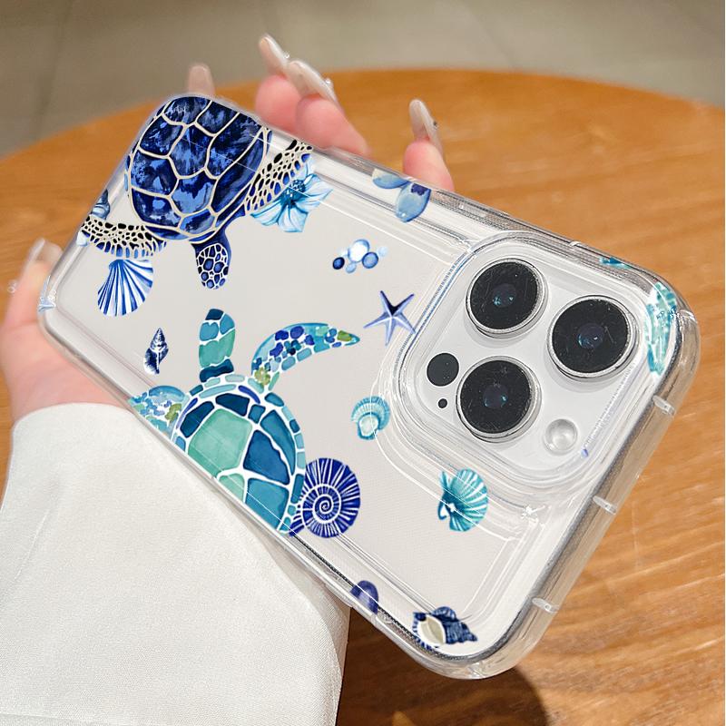 Marine Whale Shells Crabs Transparent Phone Case For iPhone 17 16 15 Pro Max 14 13 Pro 11 12 XR XS Max 7 8 Plus 17Air 16E Cover