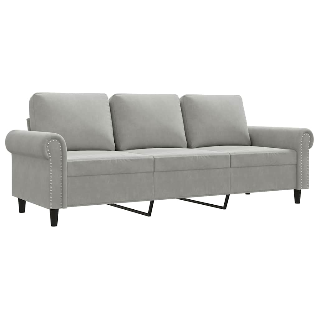 3 Seater Sofa Light Grey 180 Cm Velvet
