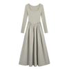 French square collar dress women's autumn feeling skirt temperament waist thin long sleeve A-shaped skirt niche long skirt