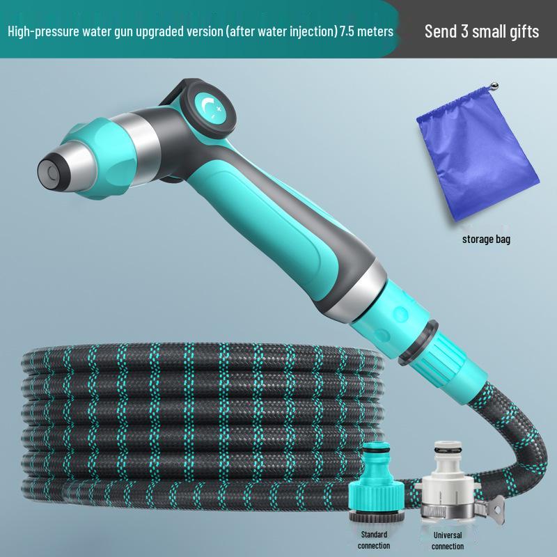 High-Pressure Water Gun for Car Wash, Flower Watering, and Floor Cleaning with Retractable Hose and Powerful Sprinkler.