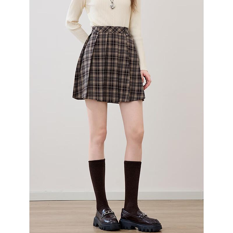 Betu Women's Plaid Pleated A-Line Short Skirt