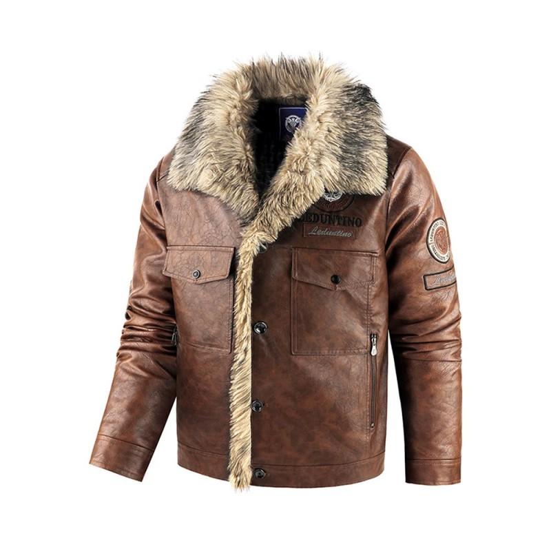 Giacca Invernale da Uomo in Ecopelle PU Oversize Stile Biker Cappotto Casual in Nero Caffè Rosso Vino
