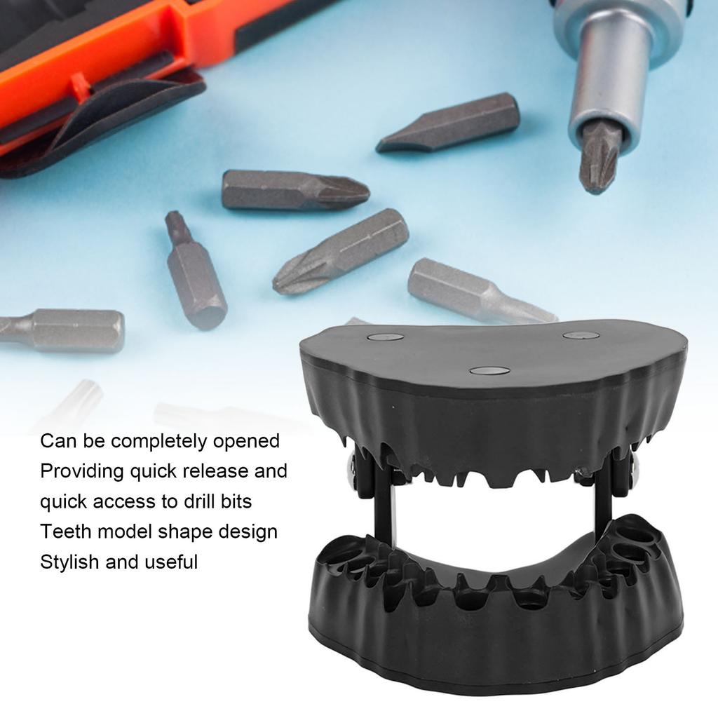 Denture Drill Bit Holder Teeth Model Shaped Full Opening Screwdriver Bit Organizing Holder with 28 Drill Bits