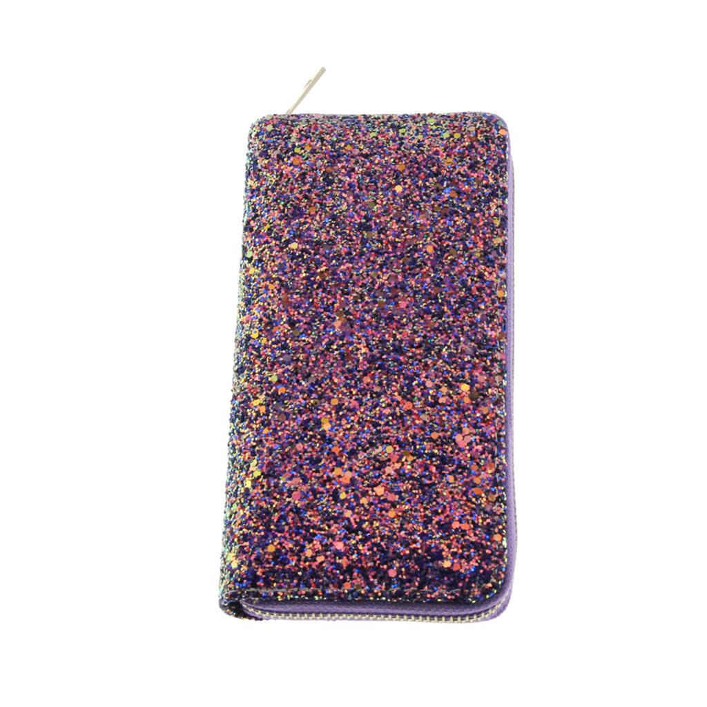 New laser fluorescent diamond sequined female long PU wallet, fashion wallet