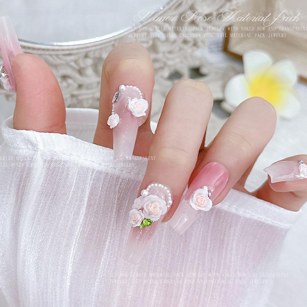 Flower Nail Charms 3D Nail Rhinestones Nails Gems DIY Nail Art Design Nail Pearls Nail Jewelry Mixed Nail Art Decoration