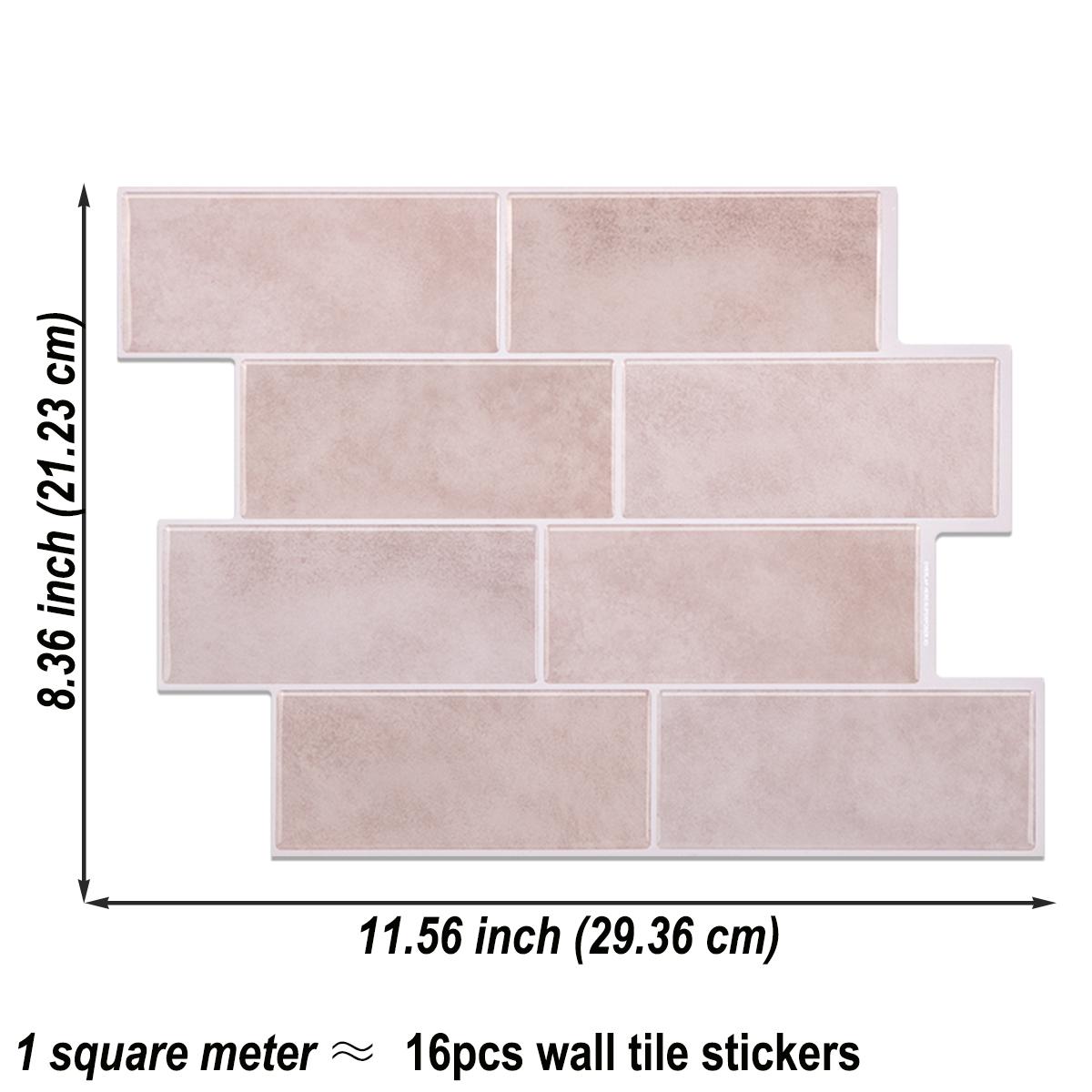 

10 Sheets Peel and Stick Wallpaper Waterproof Subway 3D Wall Tile Sticker Easy to Install Big Size Wall Sticker for Home Decor 10 sheets