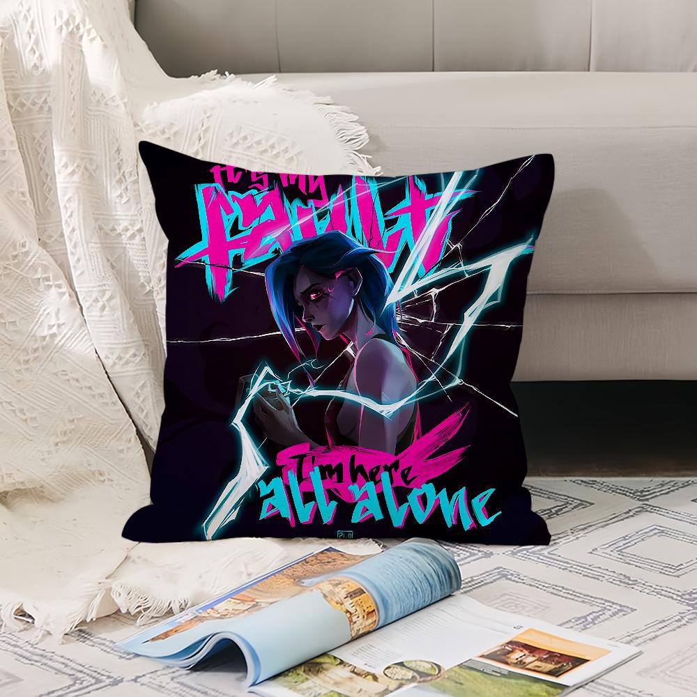 Anime Cartoon J-Jinx Black Pillow Case Office Cushions Suitable For Sofa Car Bedroom Decorative Cushion Cover
