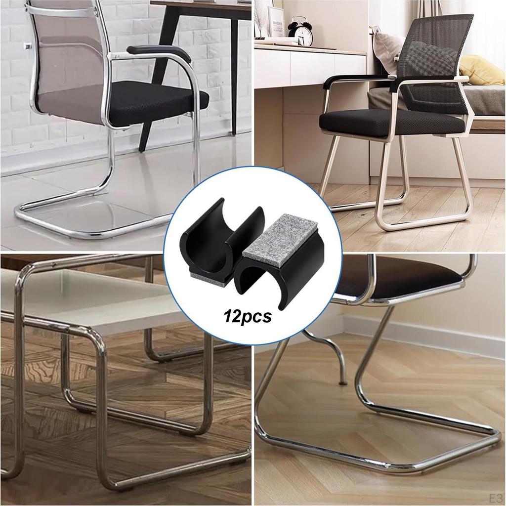 12 Pieces Chair Foot U Shaped Tubing Cover 25mm Rectangle No Noise Easy To Install Slide Smoothly