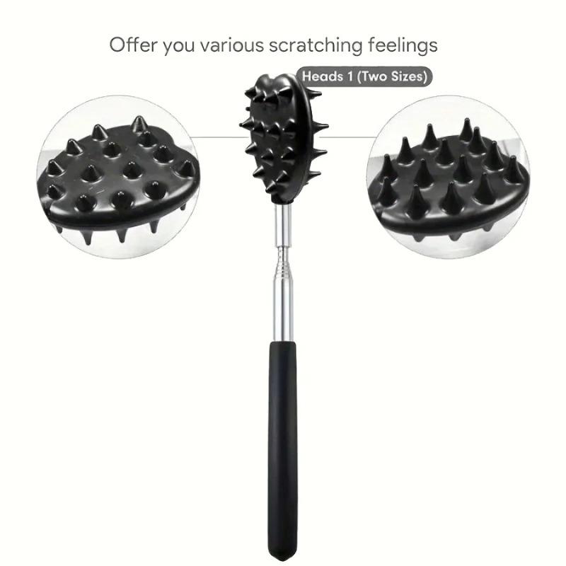 Extendable Cactus Back Scratcher-2-in-1 Spike Head (1/4"&1/2") for Deep Itch Relief,One-Hand Retractable Design with Durable PVC