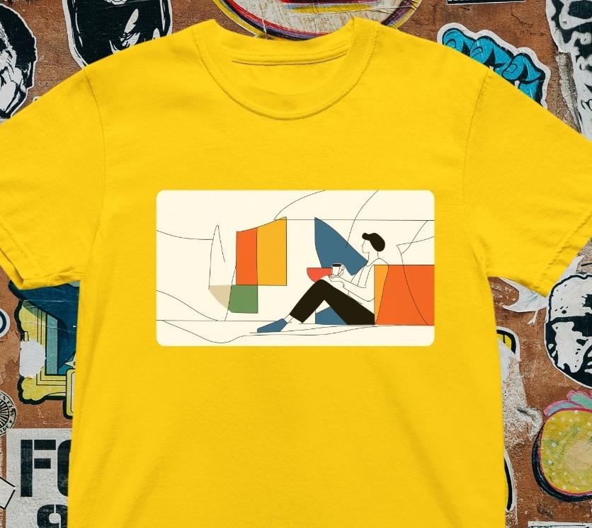 Minimalist Reading Art T-Shirt Modern Abstract Geometric Tee Book Lover Gift XXXL