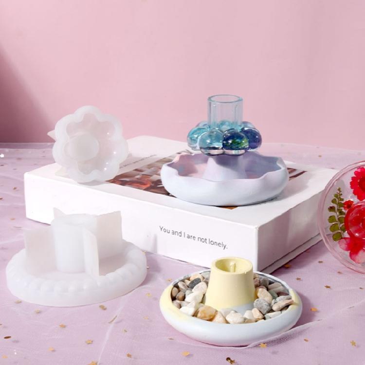Round Candlestick Mold Color Concentrate Holder Mold Gypsum Candle Holder Mold