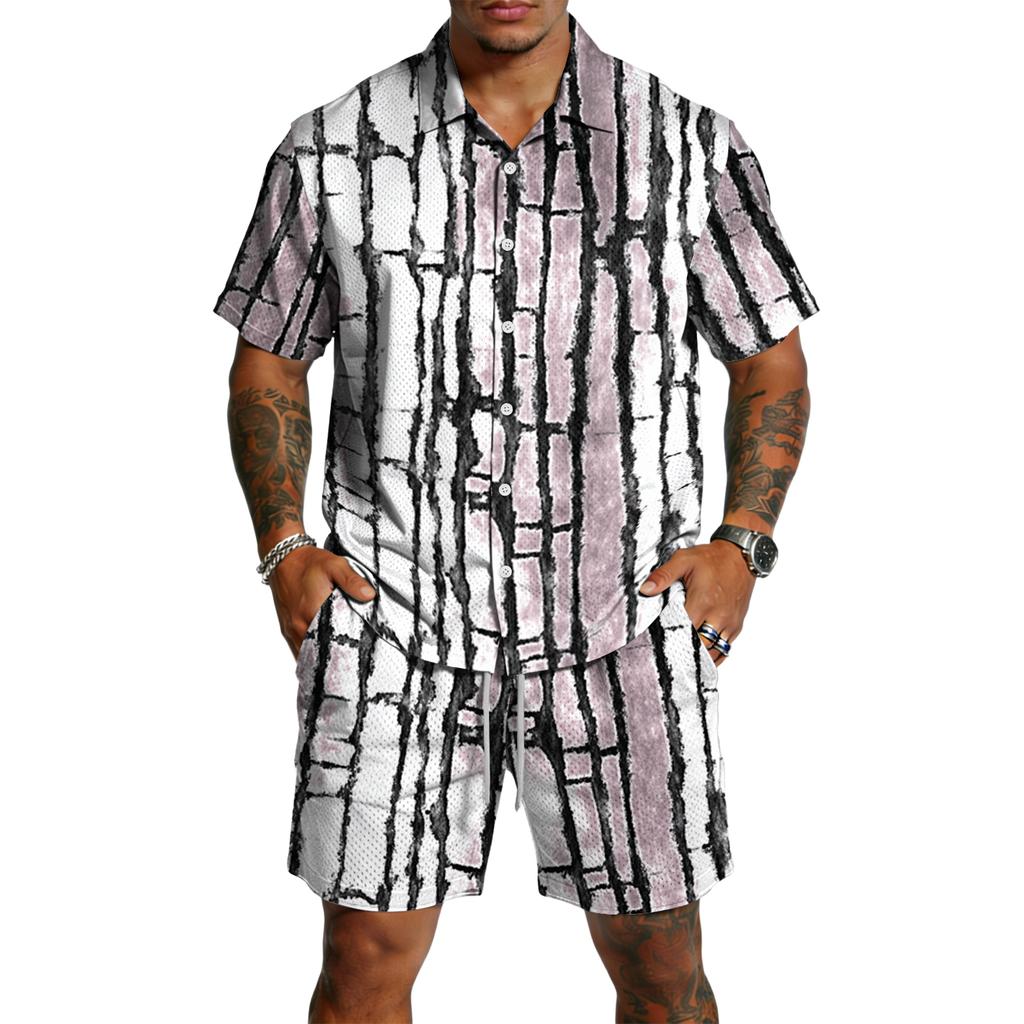 Men's Casual Lightweight Breathable Short-Sleeve Shirt And Shorts Set