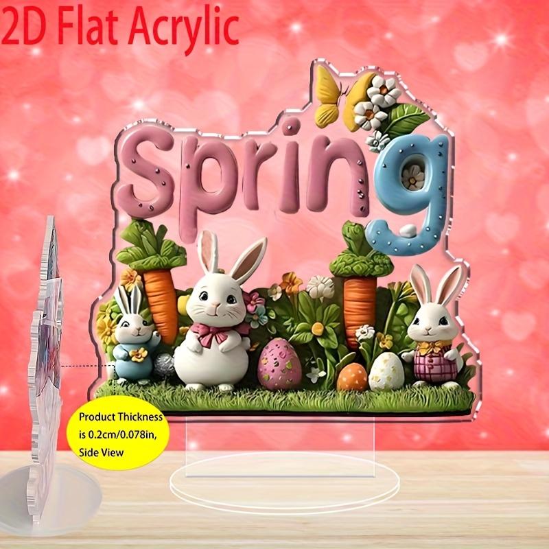 2D Flache Boho Fröhliche Osteratmosphäre Acryl Osterei und Hase Thema Schreibtischdekoration, Geeignet für Wanddekoration, Veranda, Zimmer, Villa, Akzente