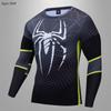 T-shirt de Compression Imprimé Spider-Man 3D Homme Marvel Manches Longues Séchage Rapide Hauts de Sport 2022