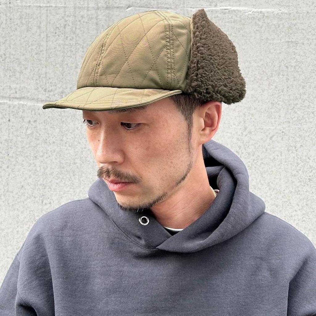 Basic Enchi Quilted Short Flap Cap with Umpire Antibacterial and One Size Fits All Ears, Cap, Deodorizing, (Navy)