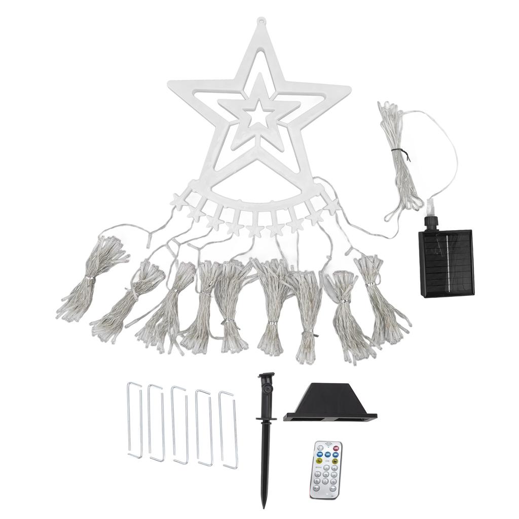 Christmas Tree Waterfall Lights Solar 350LED 8 Modes Waterproof Waterfall String Lights With Remote