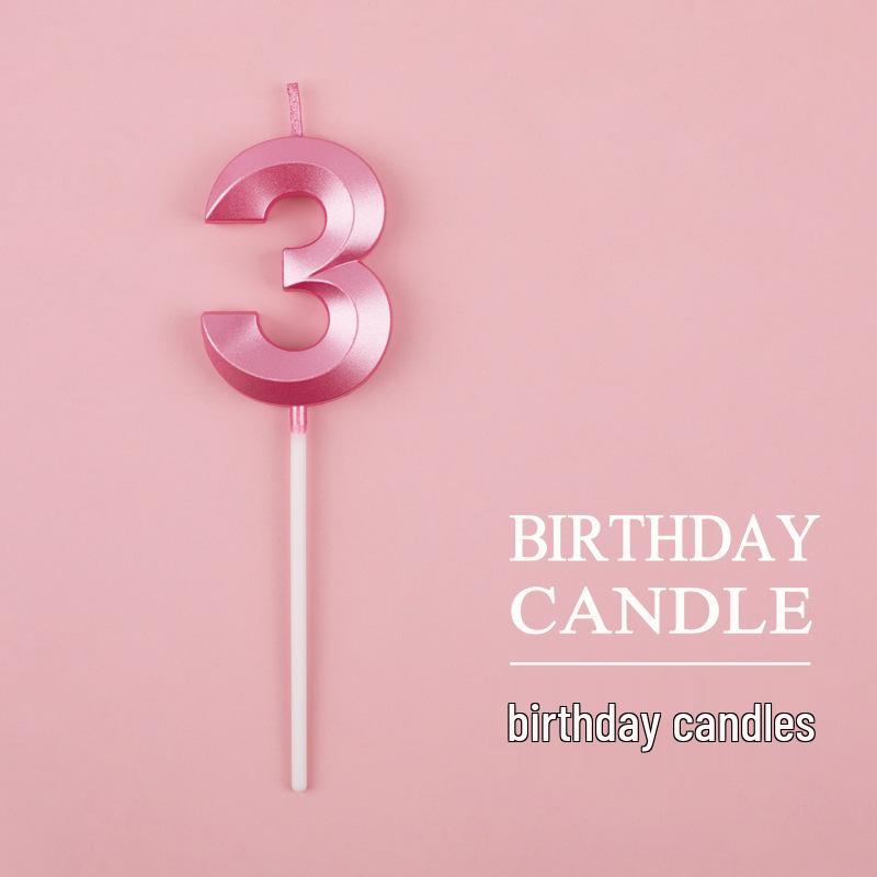 Gold and Silver Number Candles for Birthday Cakes - Pink Exquisite Design