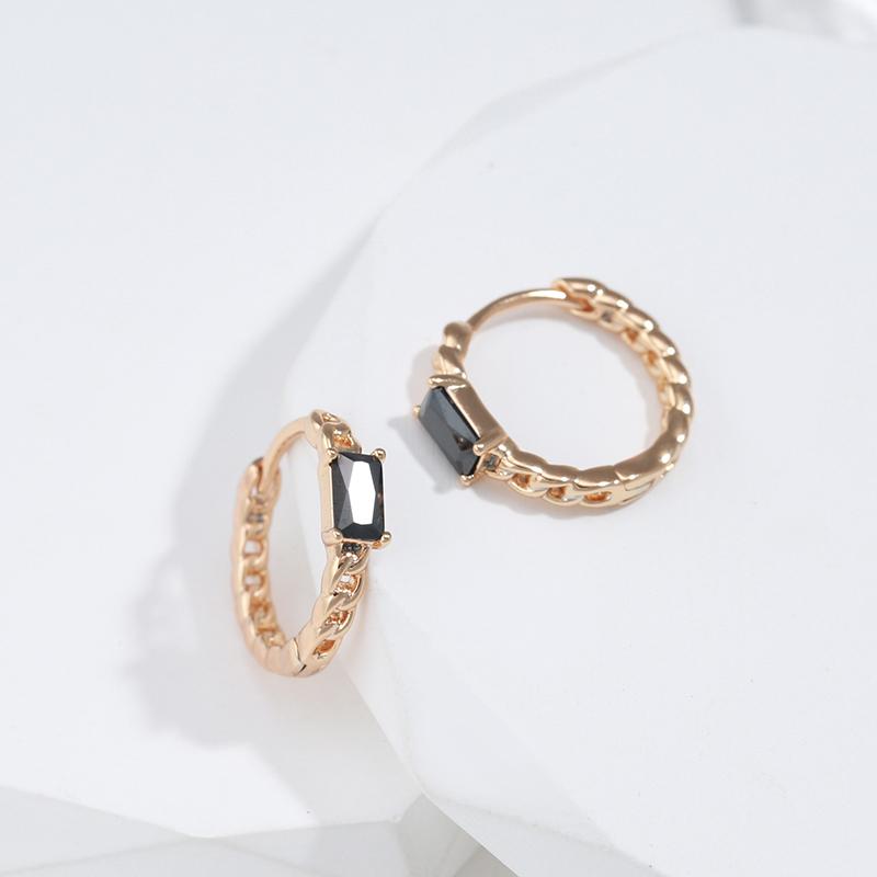 Luxury Black Natural Zircon Earrings For Women Fine  Rose Gold Bride Earrings Vintage Wedding Jewelry Gift Fashion