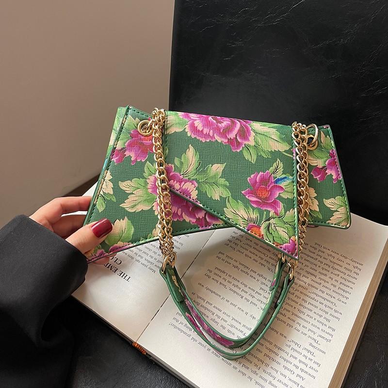 

Сумка через плечо из искусственной кожи для женщин, цветочная цепочка, нежная сумка с застежкой, модные сумки