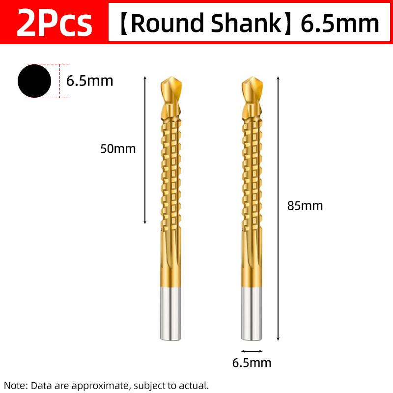 HSS Titanium Serrated Drill Bit Set 3/4/5/6/6.5/8mm Grooving Cutting Hole Saw Twist Drill Bits Round/Hex Shank Wood Metal Tools