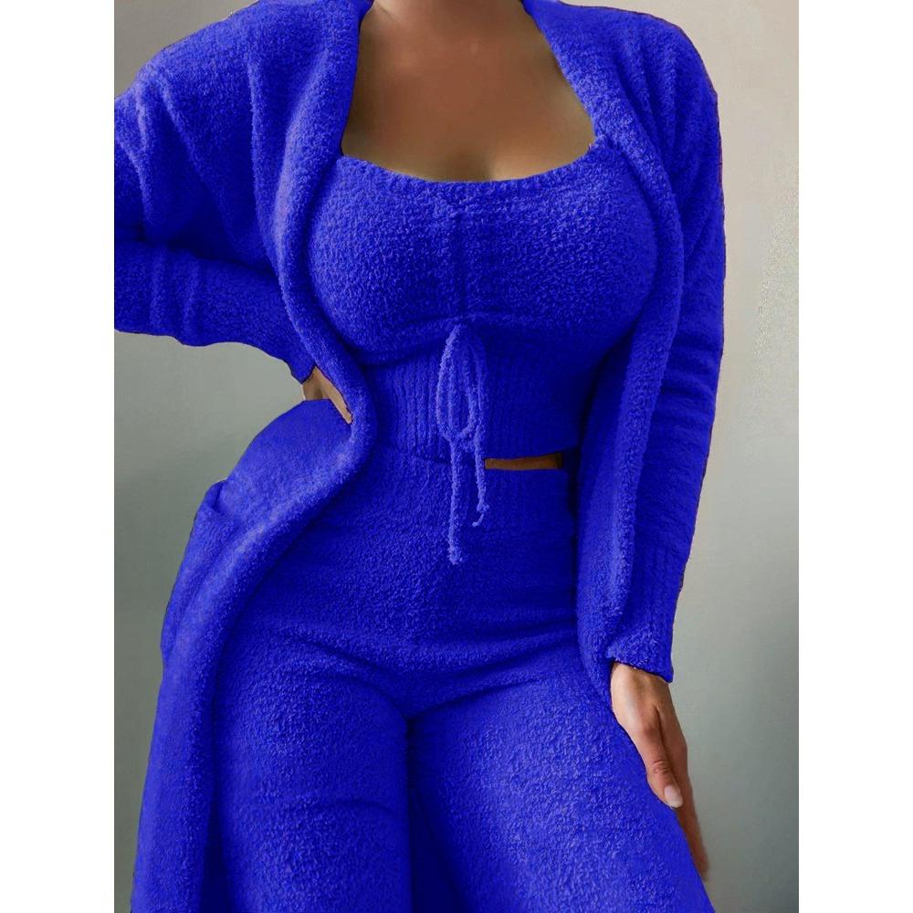 GMXIA Autumn and Winter Women's Slimming Three-piece Set, A Trendy Casual Solid-color Long-sleeved Suit for Women