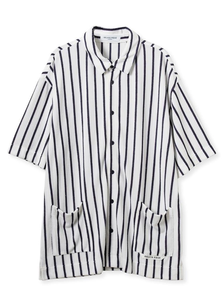Gelato Pique HOMME Striped Pile Shirt PMCT252365 OWHT M Cool-Touch