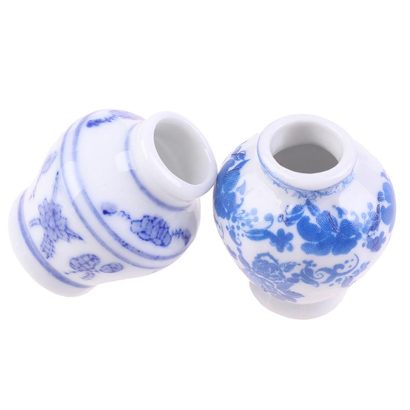 1/12 Dollhouse Miniature Blue And White Porcelain Vase Accessories Toy