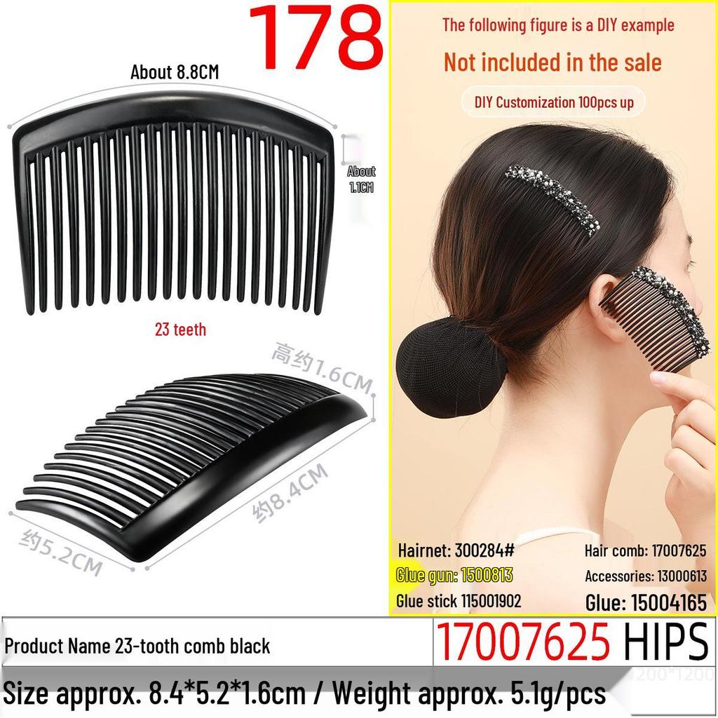 15-Tooth Flat-Head Transparent White Comb for Bangs, 7cm Flyaway Hair, DIY Accessory