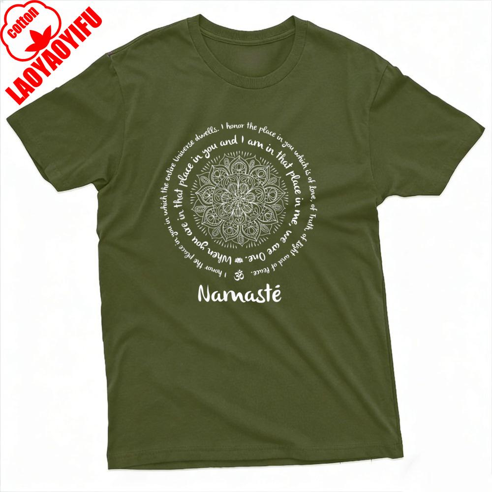 Namaste Mandala Design Summer Men TShirt Spiritual Yoga Style Unisex Casual Comfortable T Shirt High Quality Cotton Tees
