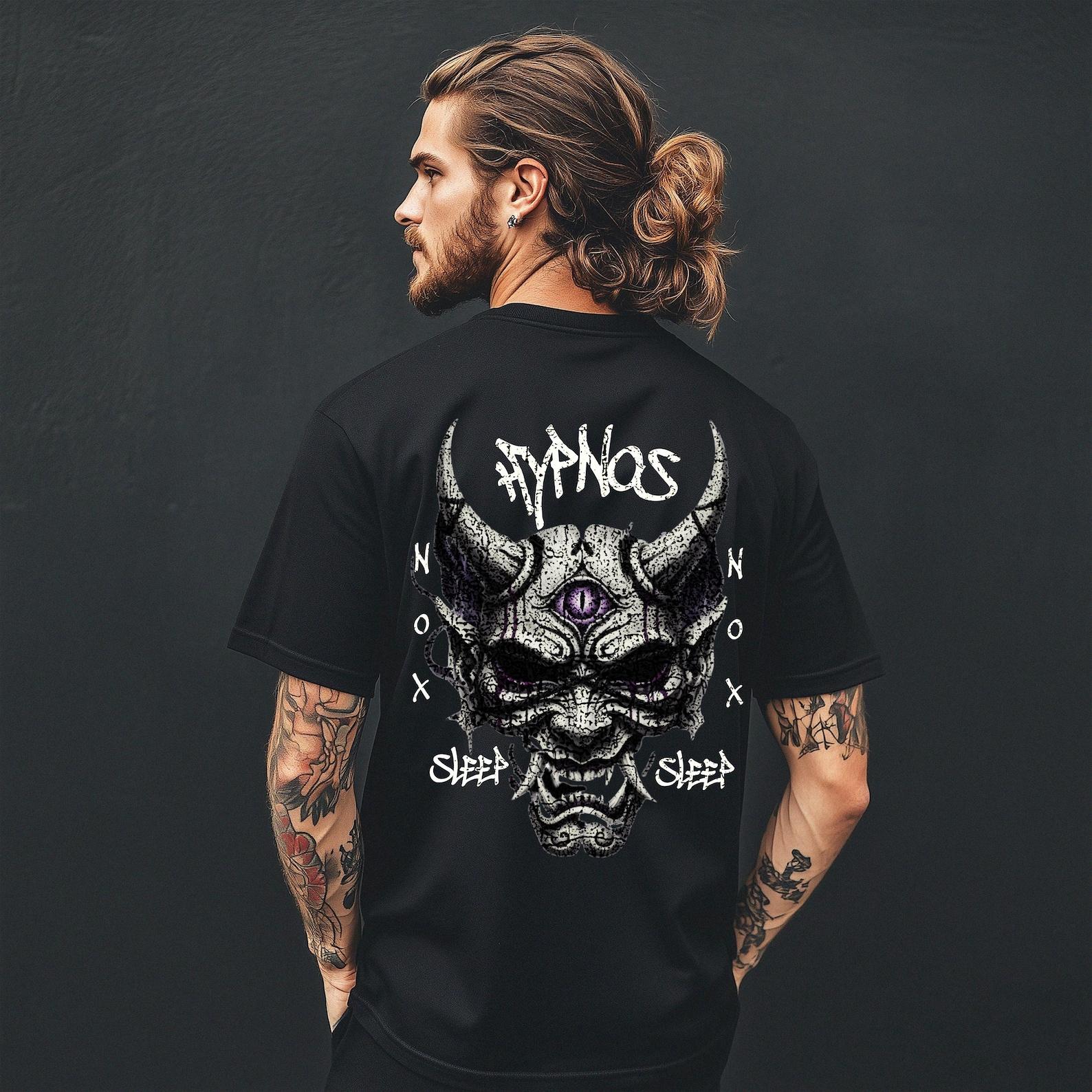 Hypnos Demon Mask Oni Third Eye T-Shirt | Japanese Occult Back Print M