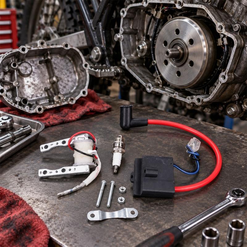 49Cc 60Cc 80Cc Motorcycle Ignition Coil Assembly with Wire Terminal Connections for Comparing the Existing Part Before Ignition Repair or Replacement