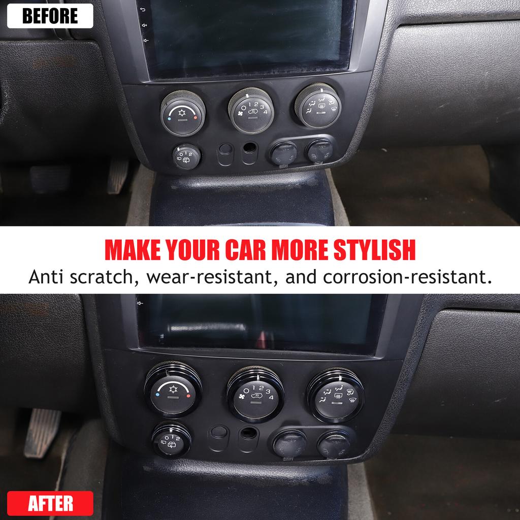 Black Alloy Center Console AC Switch Knob Cover Trim Ring For Hummer H3 2005-09