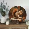 Squirrel Metal Wall Art Circular Sign Rust Resistant Home Decor Halloween Decor