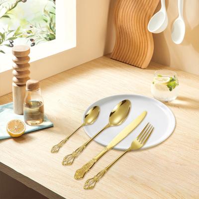 Luxueux set de couverts 4 pièces pour 1 personne, set de couverts polis miroir de style palais avec couteau, fourchette, cuillère