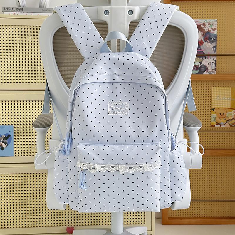 Schoolbag Korean Ins Polka Dot Backpack Cute Student High Value Large Capacity High School Student School Bag Mori Versatile Backpack
