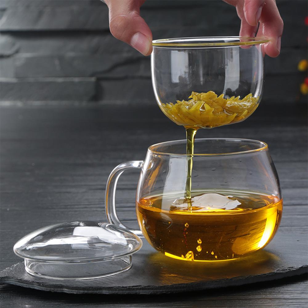 Creative Glass Tea Infuser Cup With Transparent Filter Heat Resistant Glass Tea Pot Tea Maker Rose Flower Tea Cup Office Mug