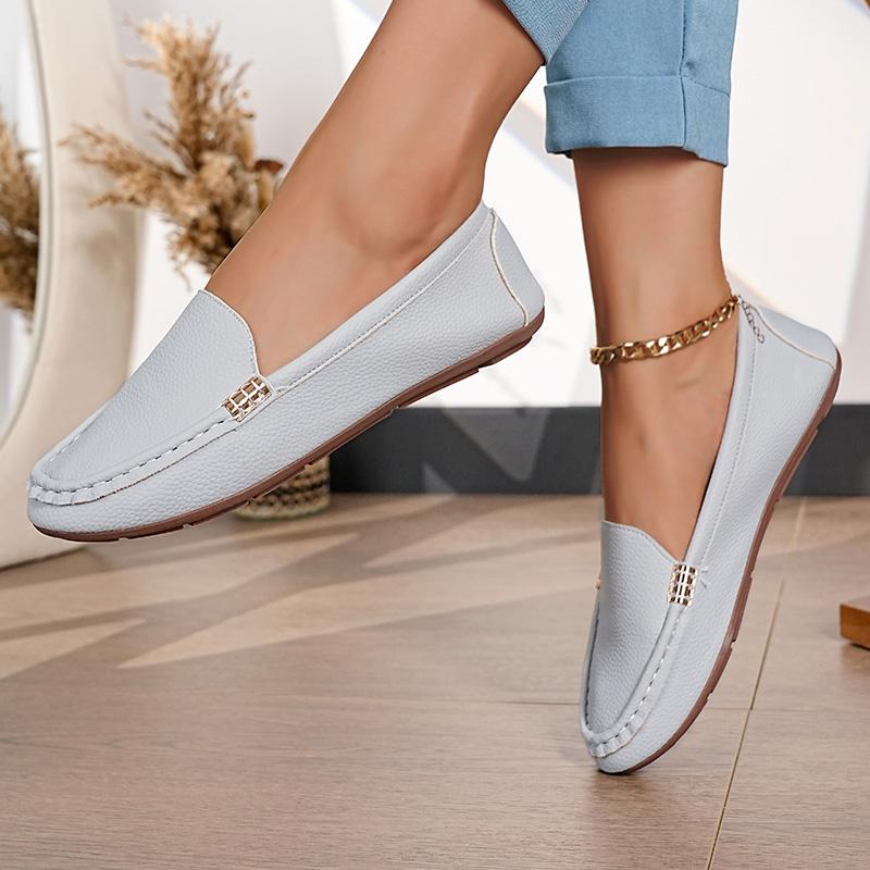 Fashion Women Luxury Decor Flats Artificial Leather Loafers Driving Boat Fashion Designer Shoes Slip-on Sexy Elegant Comfy Casual Flats
