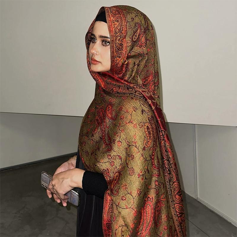 Paisley Pashmina Shawl Scarf Women Jacquard Cashew Printed Scarves Flowers Borders Female Tassel Blanket Wraps Ethnic Shawls