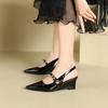 - Rear Empty One-word Wedge Heel High Heels Pointed New Rivets Platform Single Shoes Women
