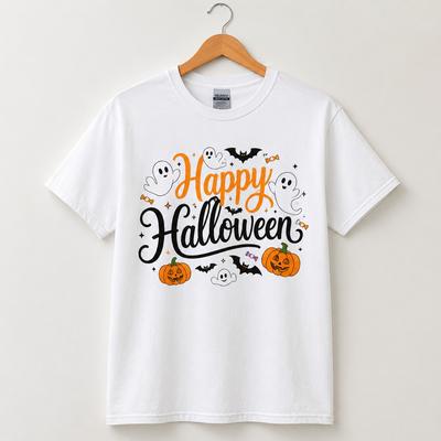 Happy Halloween Ghost Pumpkin T Shirt Cute Spooky Season Unisex Graphic Tee