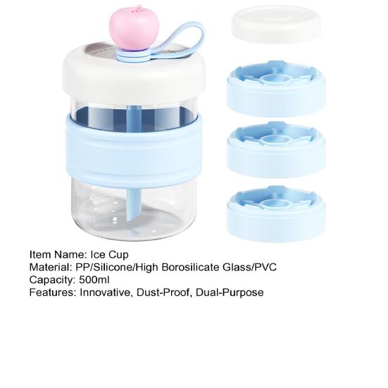 Szklana butelka na wodę ze słomką, infuzer na owoce, szczelny kubek o pojemności 500 ml, słoik do picia, kubek do lodu z tacką na lód