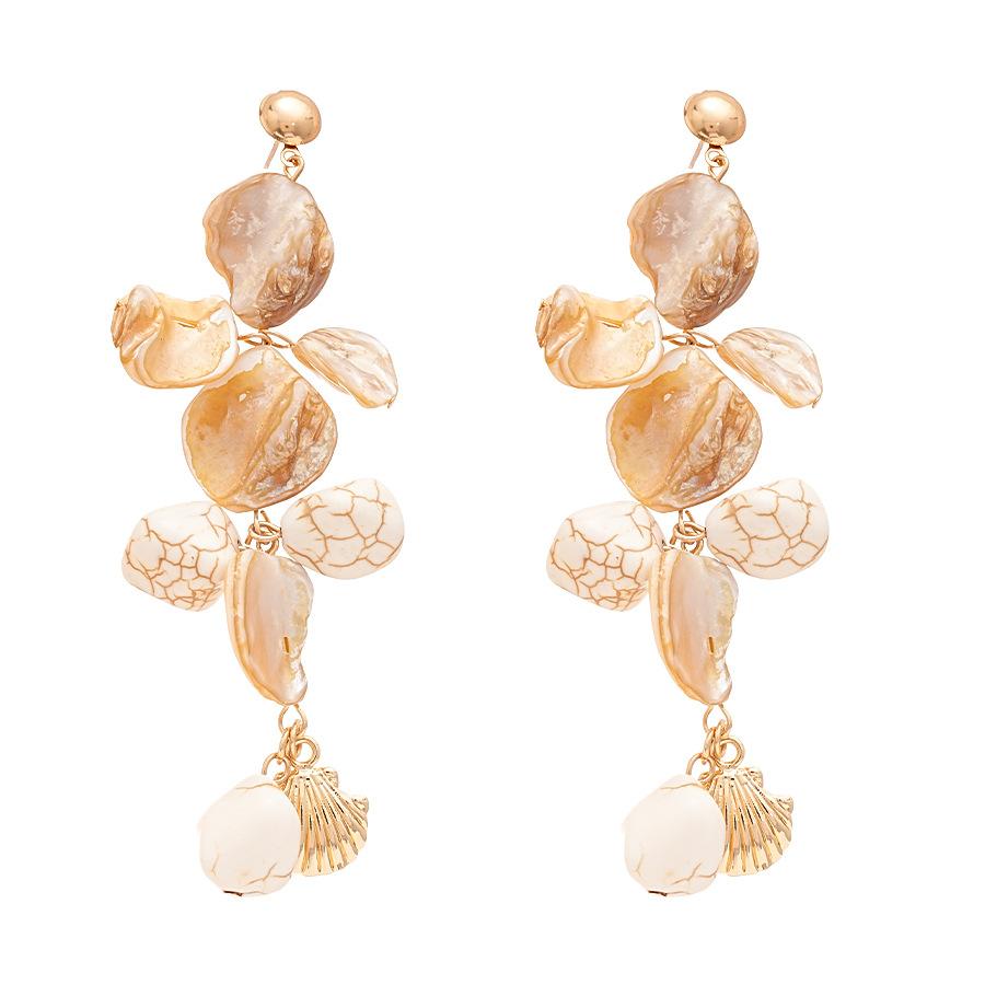 Ocean wind shell piece starfish silver needle earrings personalized vacation style temperament European and American niche high-end earrings women