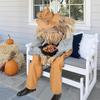 Halloween Decorations Animatronic Scary Sitting Scarecrow with Spooky Sound Glowing Eyes Props Decor for Home Party Indoor Porch Yard Decoration