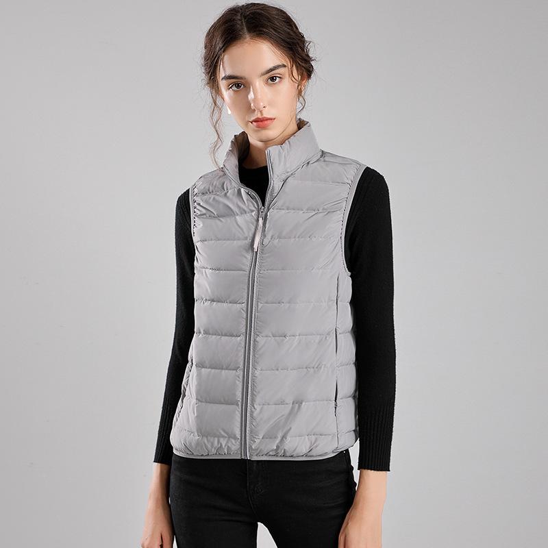 Neue leichte Daunenweste Weste Damen kurz Stehkragen dünn nahtlos integriert leichte Jacke Daunenjacke Futter